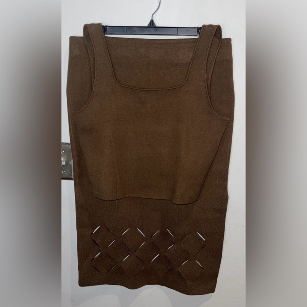 House of‎ Harlow, Brown Knit Skirt Crop Top Set, Size L